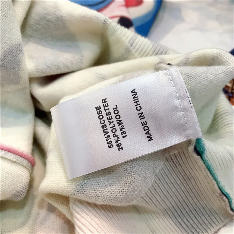 

2021 Fall Winter New Arrival Woolen Sweaters Women Cartoon Pullovers Hand-painted Tie Dye Knit Tops Kawaii Jersey O-Neck C-304