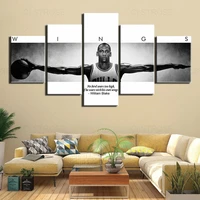 5pcs basketball player portrait canvas painting athletic star inspirational quotes wall art poster home decoration living room