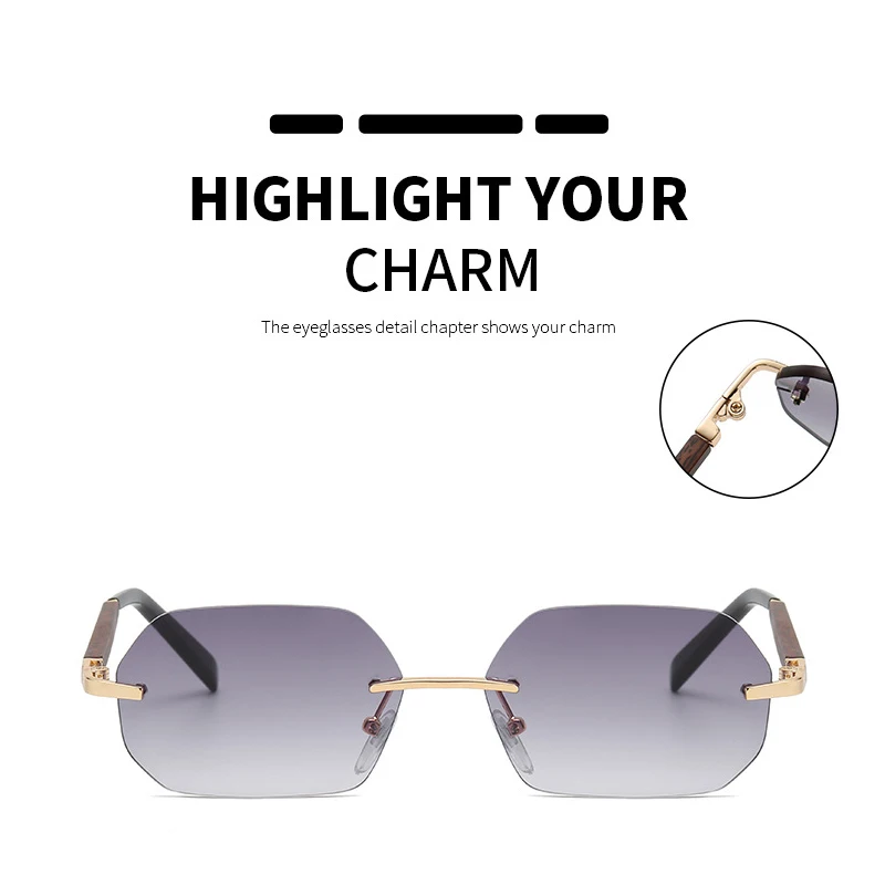 Женские солнцезащитные очки Модные полигональные без оправы женские