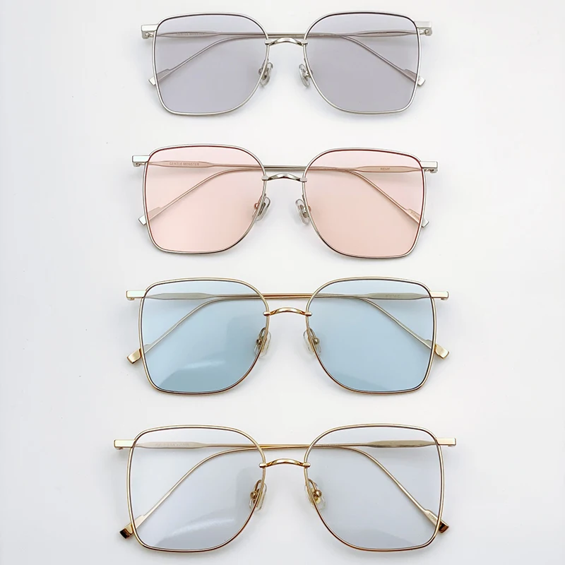 

2021 Korea Fashion Eyeglasses Alloy Frames Oversized Female Sunglasses Gentle Vintage Gradual Change Men And Women Sunglasses