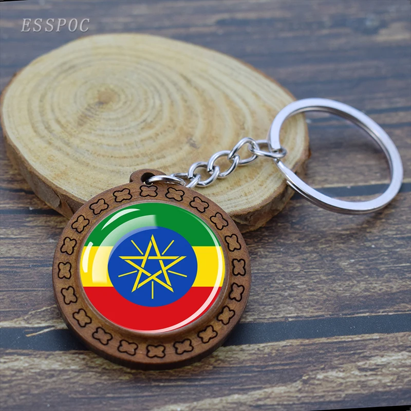 Брелок для ключей с флагом африканских стран деревянный Алжира Ливии Туниса