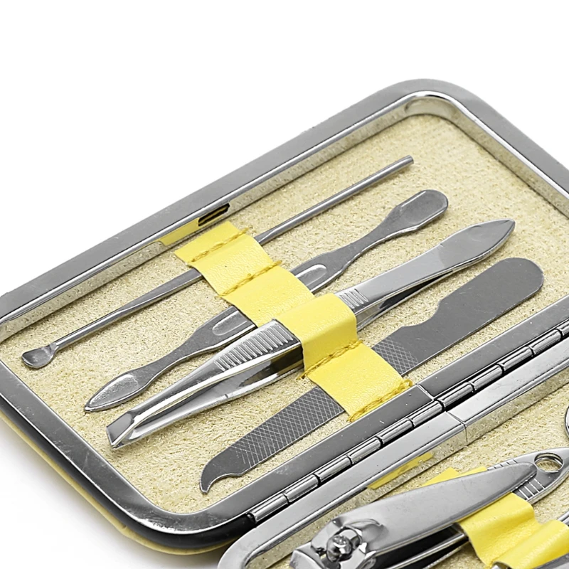 

Hot sale 7pcs Manicure Set Nail Care Clippers Scissors Travel Grooming Kits Case