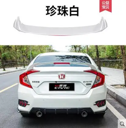 Для Honda Civic спойлер заднего крыла, багажник загрузки крылья abs-спойлеры DS стиль - Цвет: Белый
