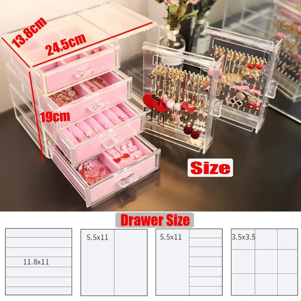 Акриловая шкатулка для ювелирных изделий органайзер хранения вельветовых