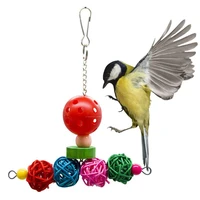 creative colorful hollow bird rattan ball toy parakeet cage hanging bite resistant molar toy parrots birds chewing toys supplies