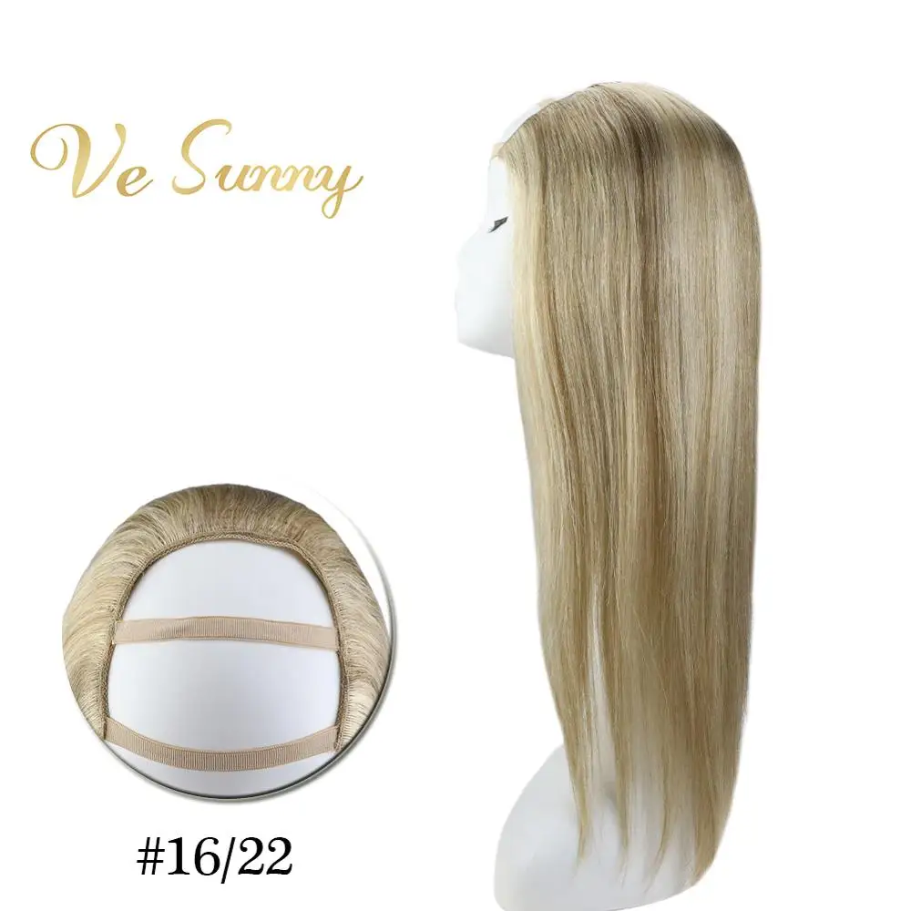 VeSunny, один кусок, u-часть, половина парика, настоящие человеческие волосы с клипсами на выделенных блонд, цвет#16/22, волосы remy для машины