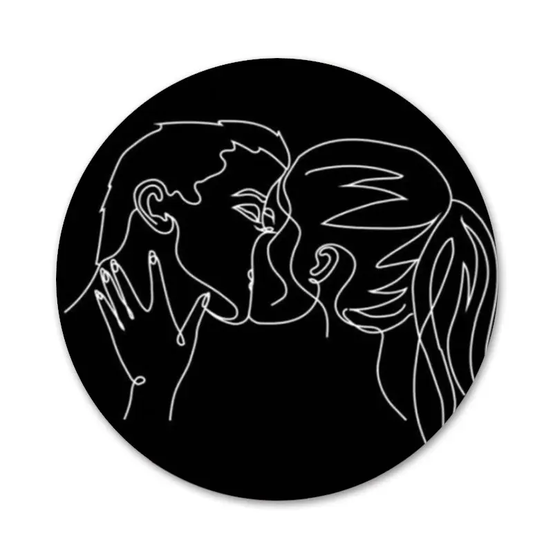 

Abstract Line Face art dark Badge Brooch Pin Accessories For Clothes Backpack Decoration gift 58mm