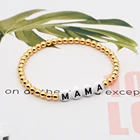 Женский браслет Go2Boho MAMA с буквенным принтом, браслеты из бисера, модные ювелирные изделия, позолоченные бусины, женский браслет