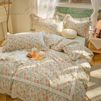 2021 cotton bedding floral duvet cover 4 piece set 100 cotton lightweight 1 duvet cover 1 sheet 2 pillowcase for girls