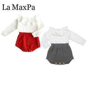 Новинка 2020, Красный Вязаный топ для новорожденных девочек из шерсти и хлопка, боди в стиле пэчворк, теплый свитер с длинными рукавами, наряды, одежда