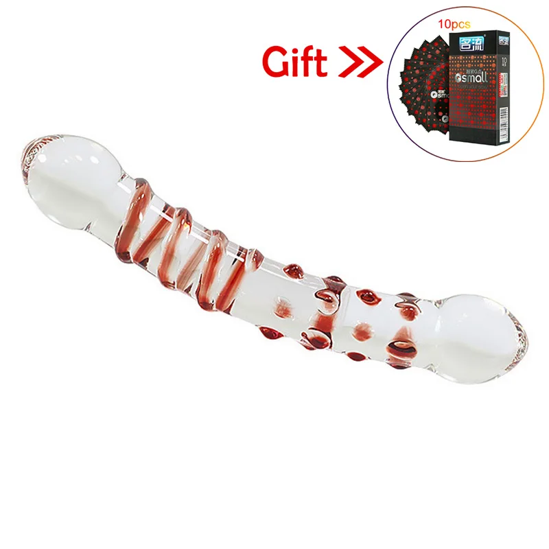 Двойной головкой Стекло дилдо из стекла пирекс искусственный пенис мужской