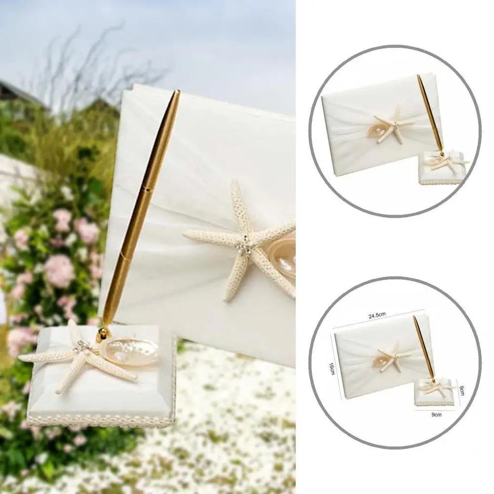 

Hard to Fade 1 Set Convenient Aesthetic Visual Effect Signature Pen Holder Fabric Guestbook Eye-catching for Gifts