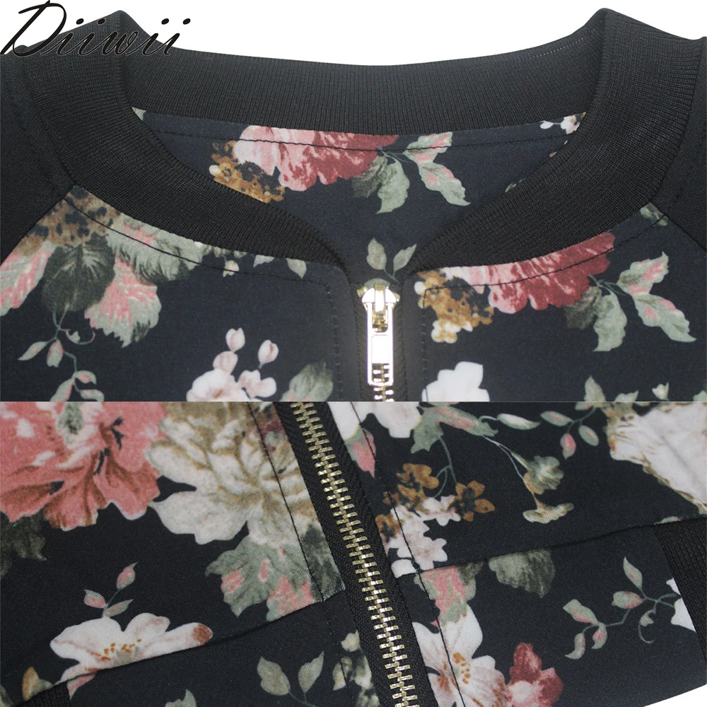 

DiiWii Woman Hot Style Ladies Autumn Winter Short Jacket Printed Zipper Casual Baseball Uniform