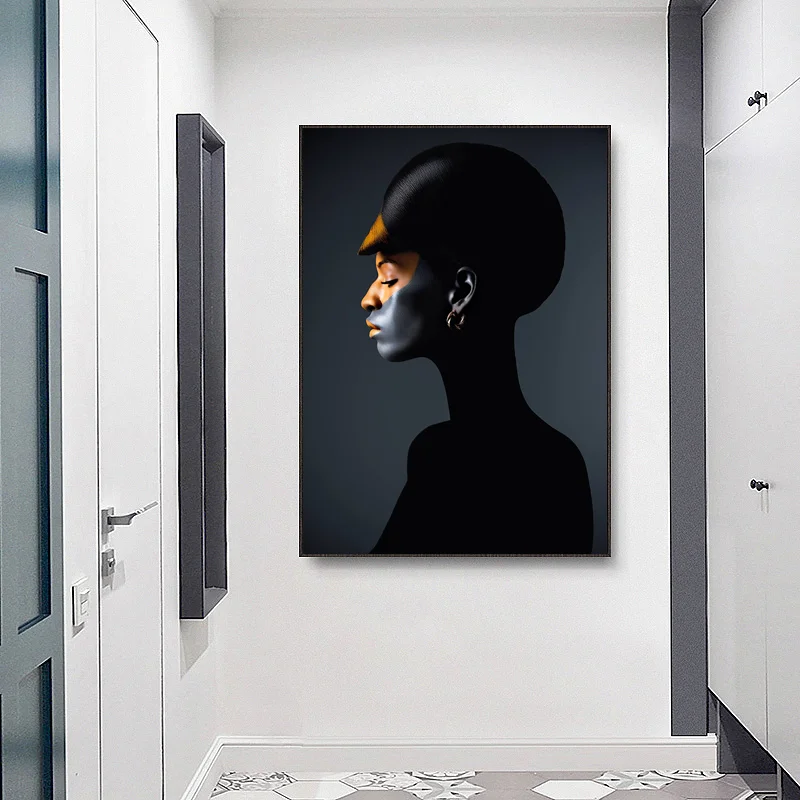 

African Black Woman Art Canvas Painting Portrait Posters and Prints Scandinavian Wall Pictures for Living Room Decor Unframed