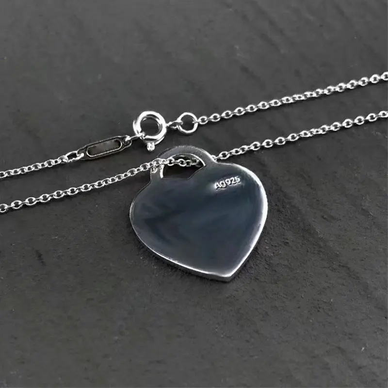 

Sterling Silver 925 classic necklace, fashion exclusive, red, blue, pink heart card, women's jewelry, holiday gifts