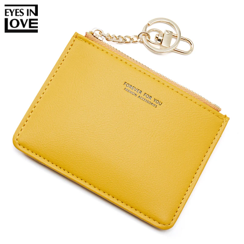 Brand Card Holder Women Soft PU Leather Key Chain Bag Small Card Wallets Female Organzier Mini Credit Card Case Zipper Coin Bags