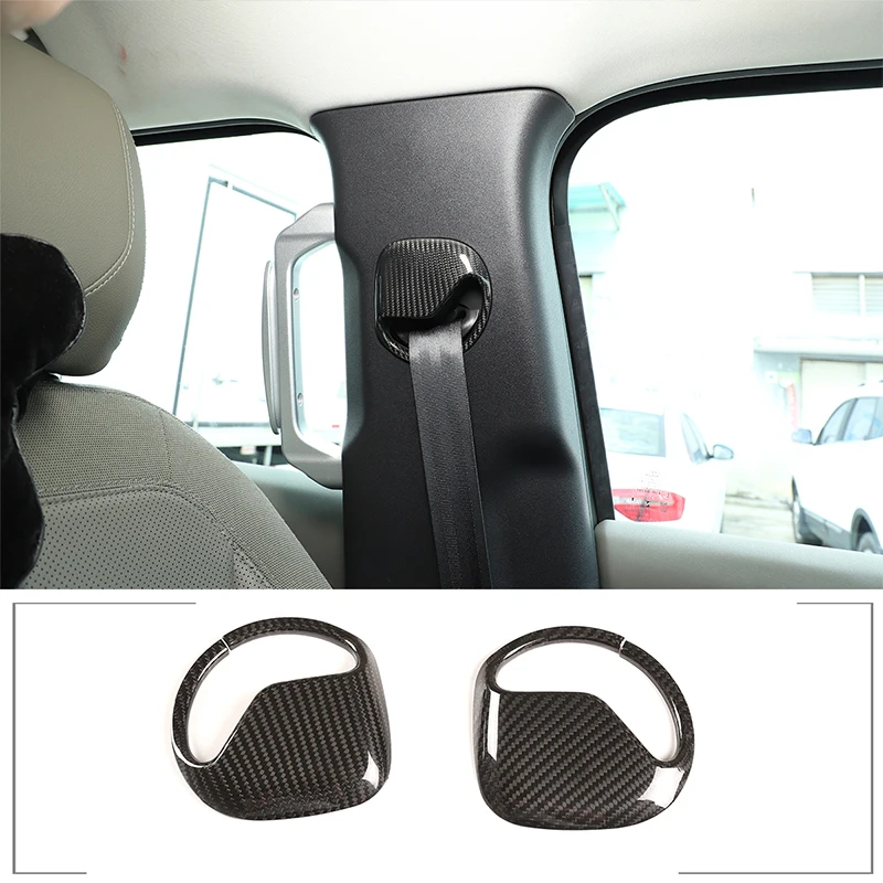 Real Carbon Fiber Car Front Row Seat Belt Decorative Cover Stickers for Land Rover Defender 110 2020-2022 Car Accessories