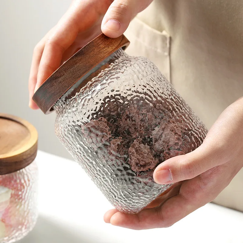 Hammer Grain Glass Jar - 500Ml -1Pcs