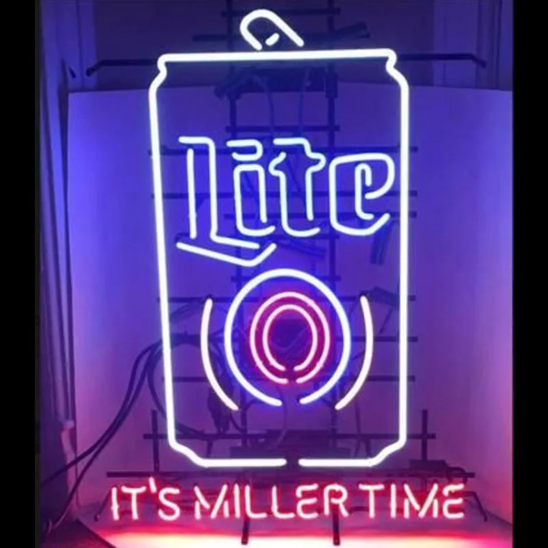 

Неоновая вывеска для организаций и магазинов для Miller Lite Это miller time счастье неоновый светильник s для пивной бар resterant светильник ручной рабо...