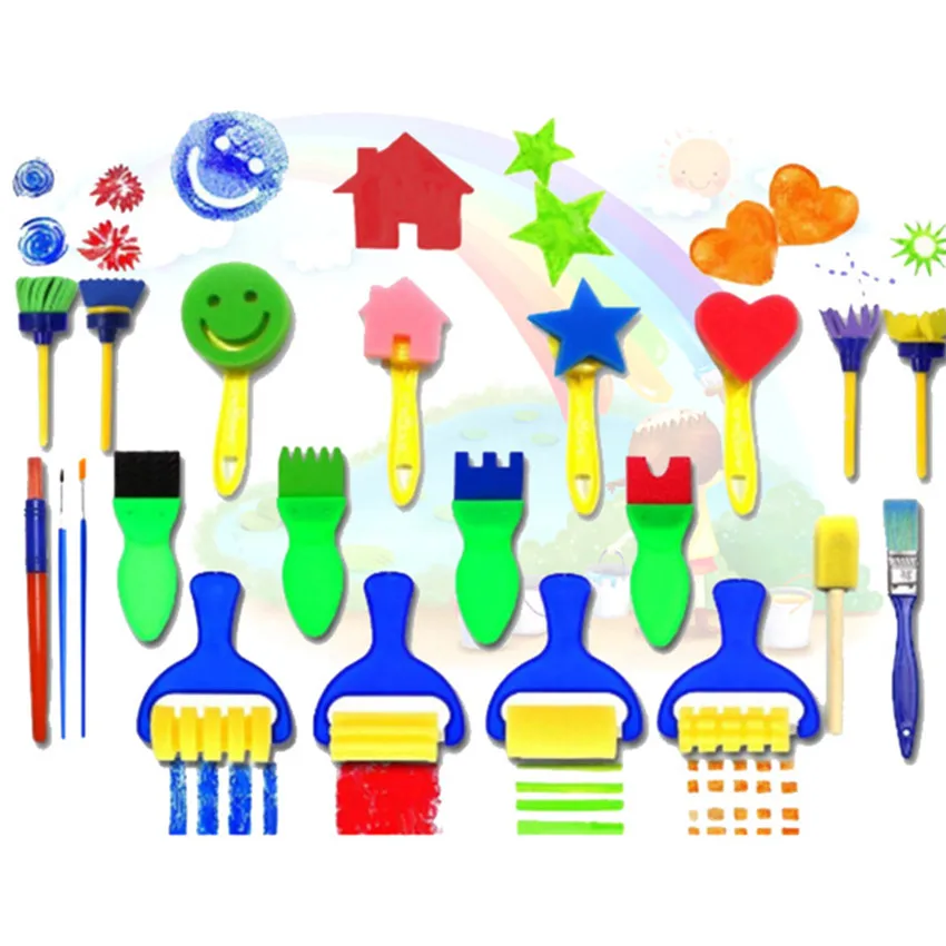 

1 Set Sponge Paint Brush Seal Painting Educational Toy For Kids DIY Graffiti Sponge Brushes Funny Art Supplies Drawing