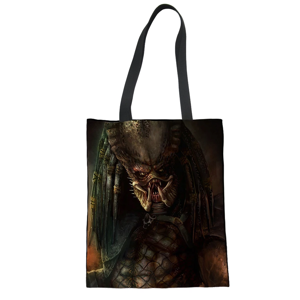 

Custom Predator print Large Beach HandBags Women Heavy Duty Shopping Bags Ladies Eco Shopper Bag Foldable for Females Cosplay