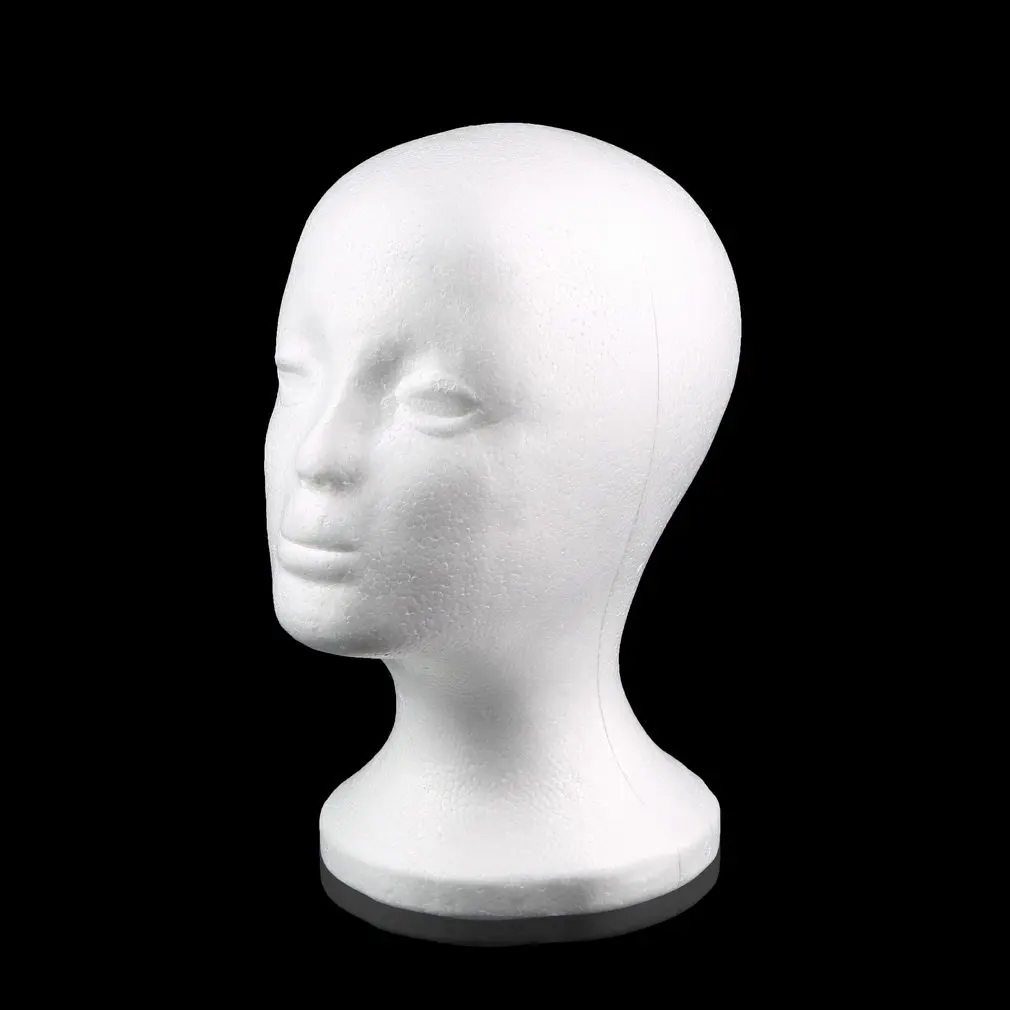 

2020 Hot White Female Styrofoam Mannequin Manikin Head Model Foam Sponge Wig Hair Glasses Display Glasses Cap Display Stand