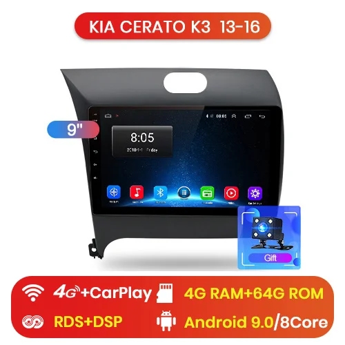 4-64GB for 4G Junsun V1 2G+ 32G Android 9,0 DSP для Kia Cerato K3 2013 автомобильный Радио Мультимедиа Видео плеер навигация gps RDS 2 din dvd - Цвет: 4-64GB for 4G