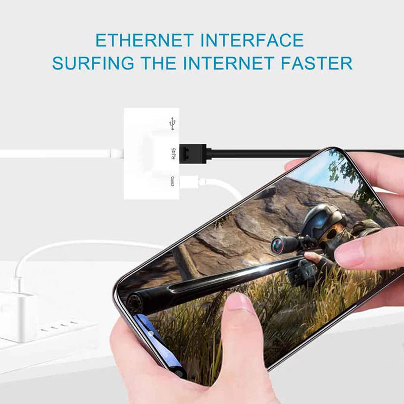 Адаптер переходник с Type C NIC для подключения к смартфону Ethernet кабель RJ45