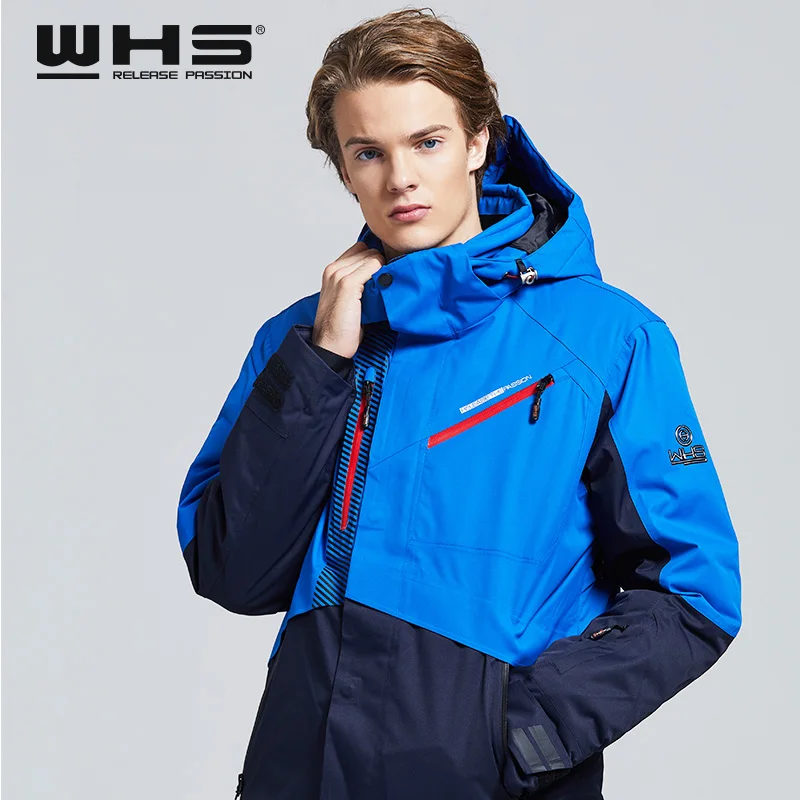 BLUE WHS, новинка, мужские уличные лыжные куртки, ветрозащитные мужские теплые пальто, мужская зимняя куртка, Подростковая облегающая одежда, мужская теплая куртка - Цвет: BLUE