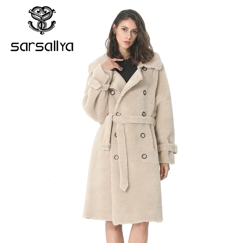 Длинное шерстяное пальто для женщин зимнее теплое Женское меховое плотное и