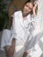 womens pajamas simple style home clothes for women pajama turn down collar white nightgown lace up full sleeve causal