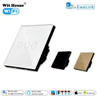 Настенный сенсорный выключатель eWeLink с Wi-Fi, 123 клавиши, ЕС, переключатели без нулевого провода, Интеллектуальный однопроводный настенный выключатель, работает с Alexa