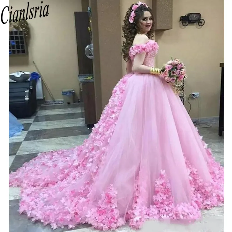 Элегантное бальное платье с цветами ручной работы пышное Тюлевое знаменитости