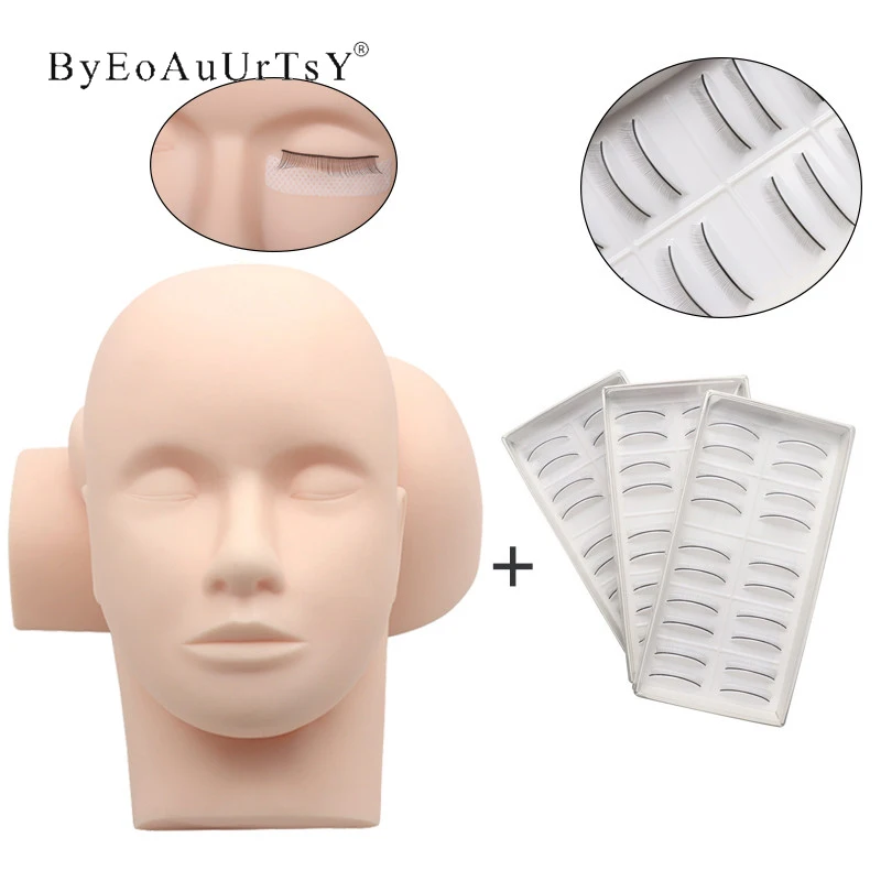 

Eye Facial Makeup Practice Natural Training Lashes Eye Patches Pad for Eyelash Extensions Mannequin Head Flat Grafting Training