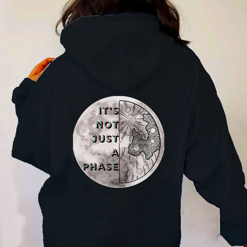 

It's Not Just A Phase Full Moon Sweatshirts Long Sleeve Gothic Pink Tops Letter Printing Sweatshirt Women Anime Hoodies Casual