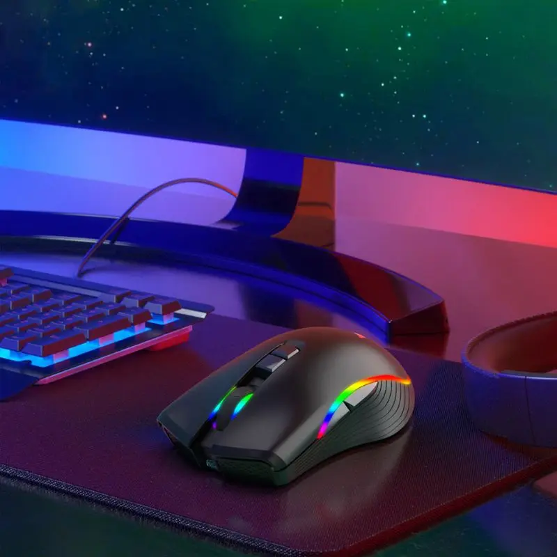 

2.4Ghz Wireless Gaming Mouse Rechargeable 2400DPI Adjustable RGB Gamer Mice