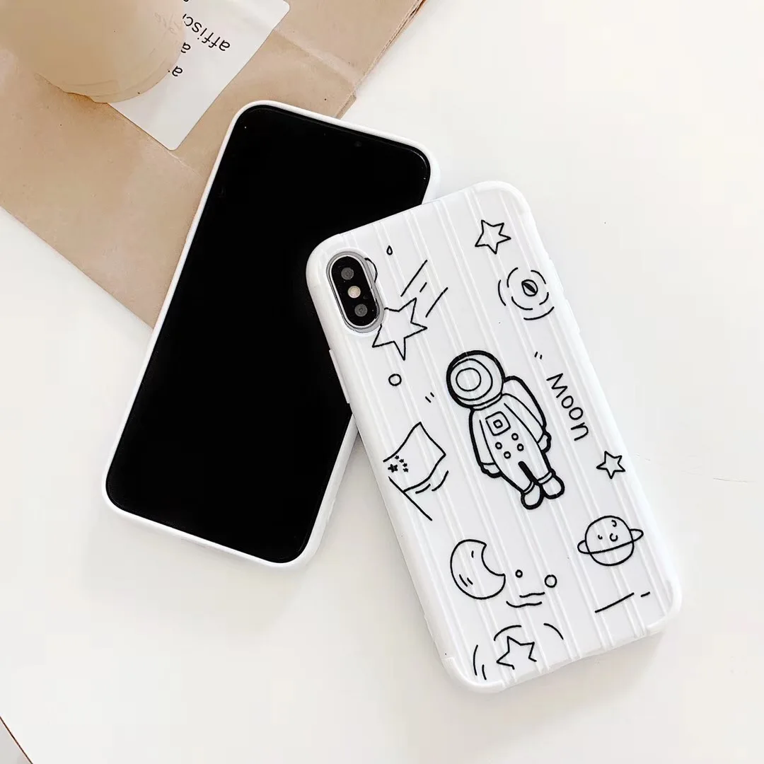 Простой эскиз черный белый космический ракета Луна астронавт чехол для телефона
