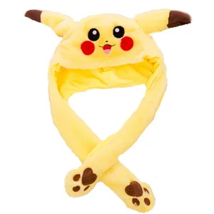 PiKachu Kocozo, шапка кролика, подвижные уши, милая мультяшная игрушка, шапка, подушка безопасности, Kawaii, забавная шапка-игрушка, Детская плюшевая игрушка, подарок на день рождения, шапка для девочек - Цвет: PiKachu