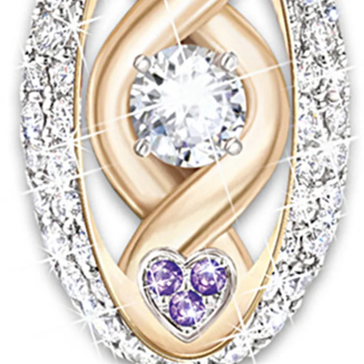 2019 Women's Fashion To tie the knot Charm Oval Pendant Necklace Heart Blue Purple Cubic Zirconia Lover Jewelry Gifts | Украшения и