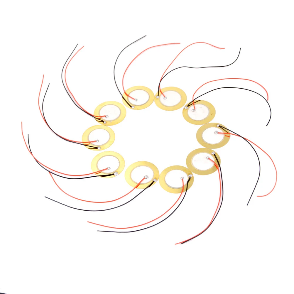 

10PCS 27mm Piezo Ceramic Elements Sounder Sensor Trigger Drum Disc + Wire Copper Piezoelectric Buzzer Copper