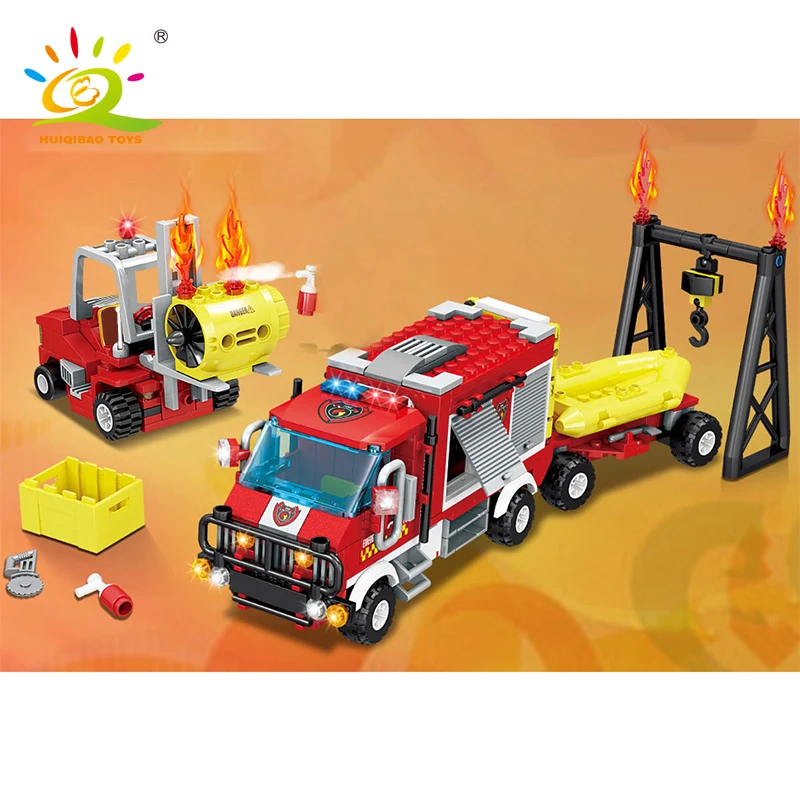 HUIQIBAO игрушки 412 шт лесные спасательные пожарные строительные блоки для