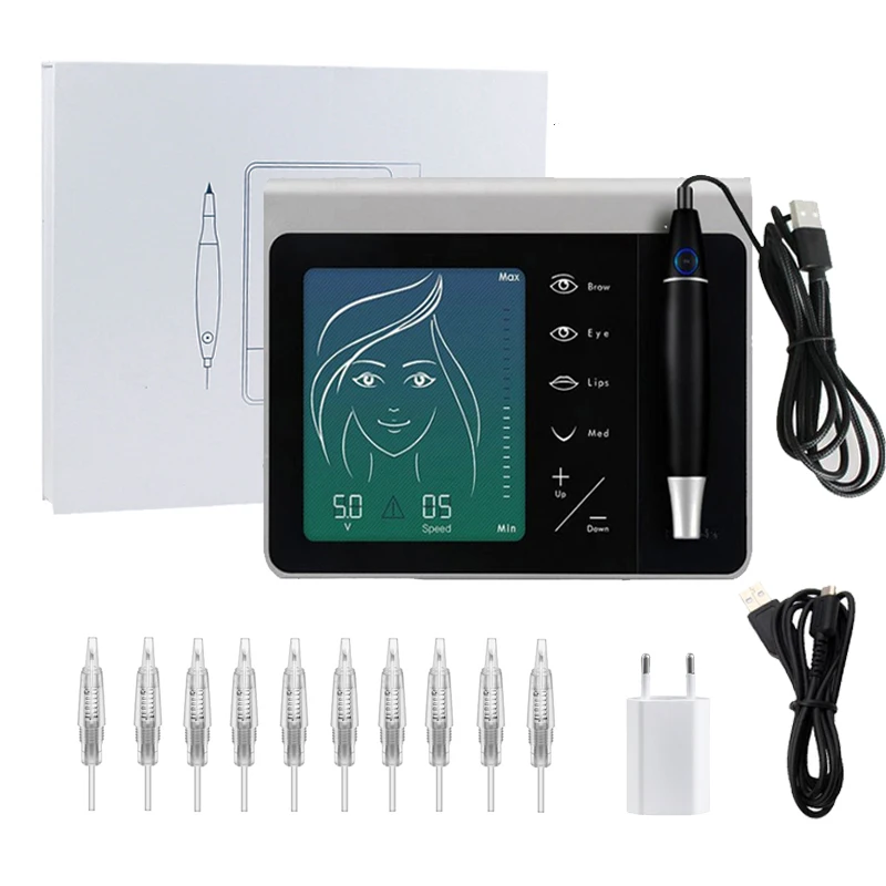 Цифровой Перманентный макияж тату машинка комплект профессиональное устройство