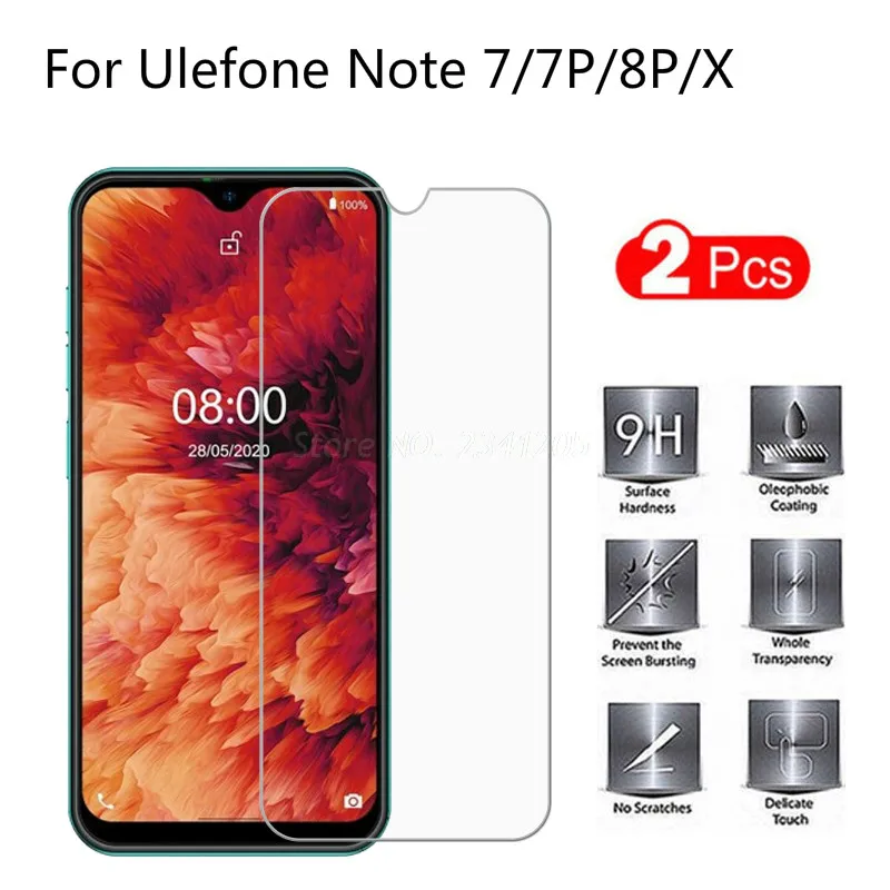 2 шт. закаленное стекло для Ulefone Note 8P 7 7P Защита экрана 2.5D 9H X Note8P защитная пленка