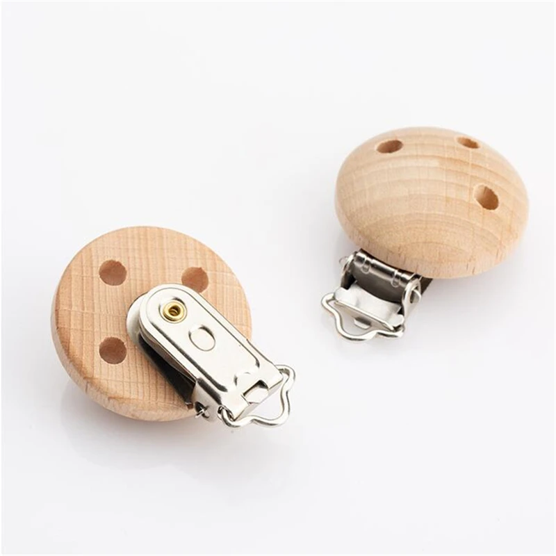 

5pcs/lot Baby Pacifier Clip Wooden Holder Soother Pacifier Solid Color Infant Dummy Clips For Baby Clasps Holders Accessories