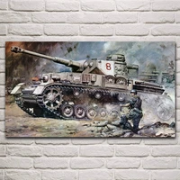 ww2 tank military vehicle artwork soldier battle fabric posters on the wall picture home art living room decoration kp634