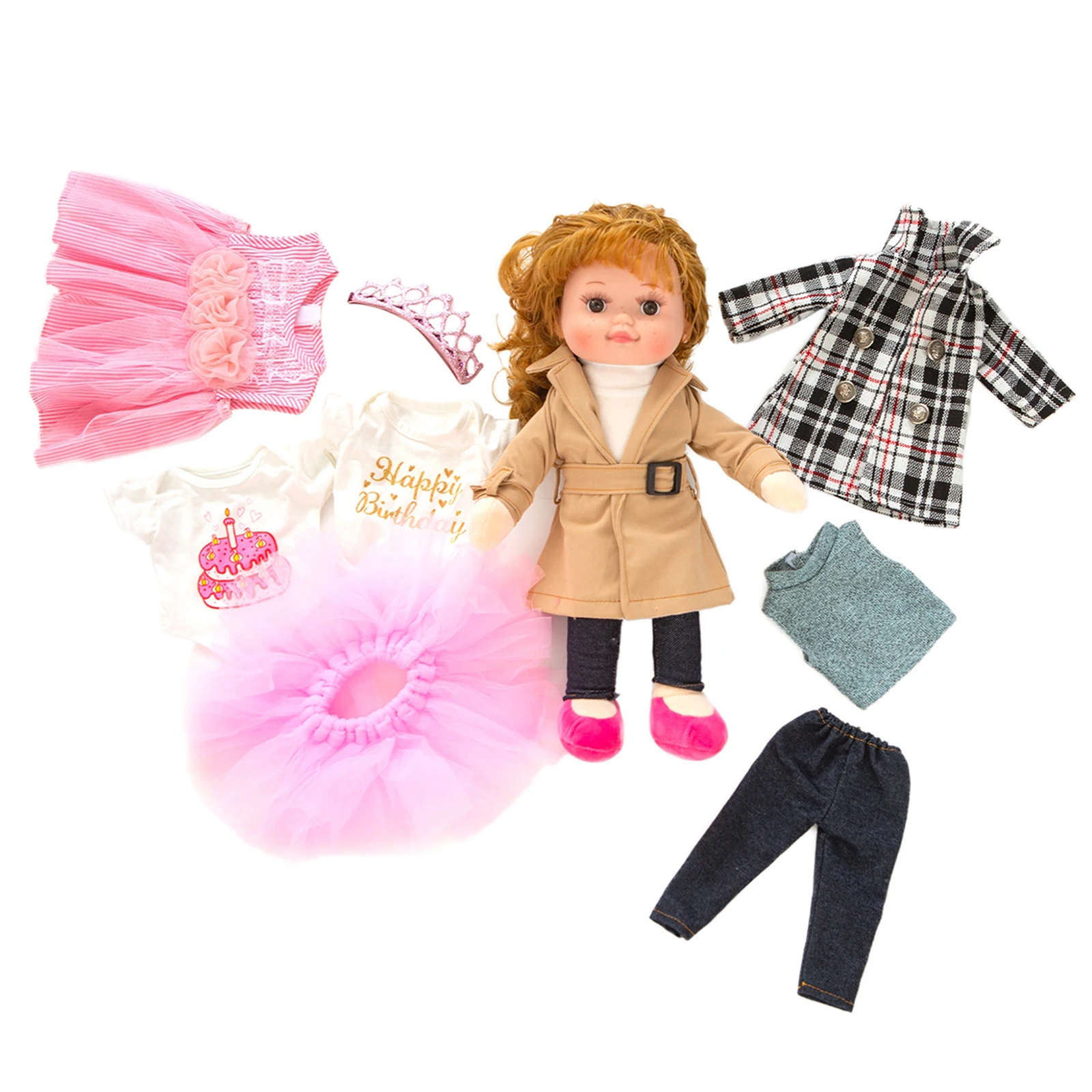 

5 Sets 16-18 Inch Doll Clothes Outfits Casual and Formal Wear for 43cm Baby Doll Dress Coat Pants and Accessories