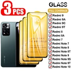 Закаленное стекло 9D с полным покрытием для Redmi Note 11, 10, 9, 8, 7 T, 3 шт.