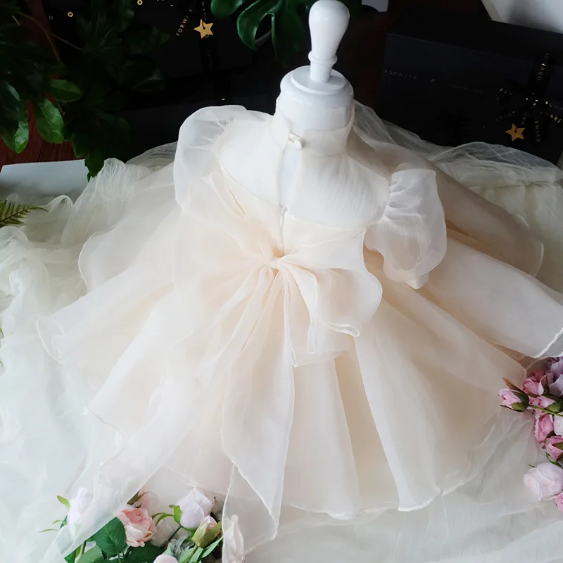 

Girls Party Dresses 2021 New V Neck Feather Fluffy Tulle Cake Dress Princess Dresses for Wedding Show Baby Clothes