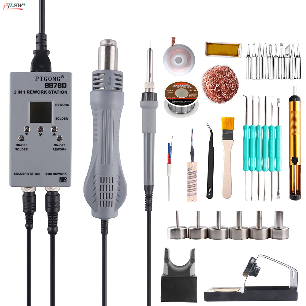 Паяльная станция с горячим воздухом, два, один светодиодный, цифровой, портативный, BGA, паяльная электронная станция для ремонта телефона, Электропаяльник