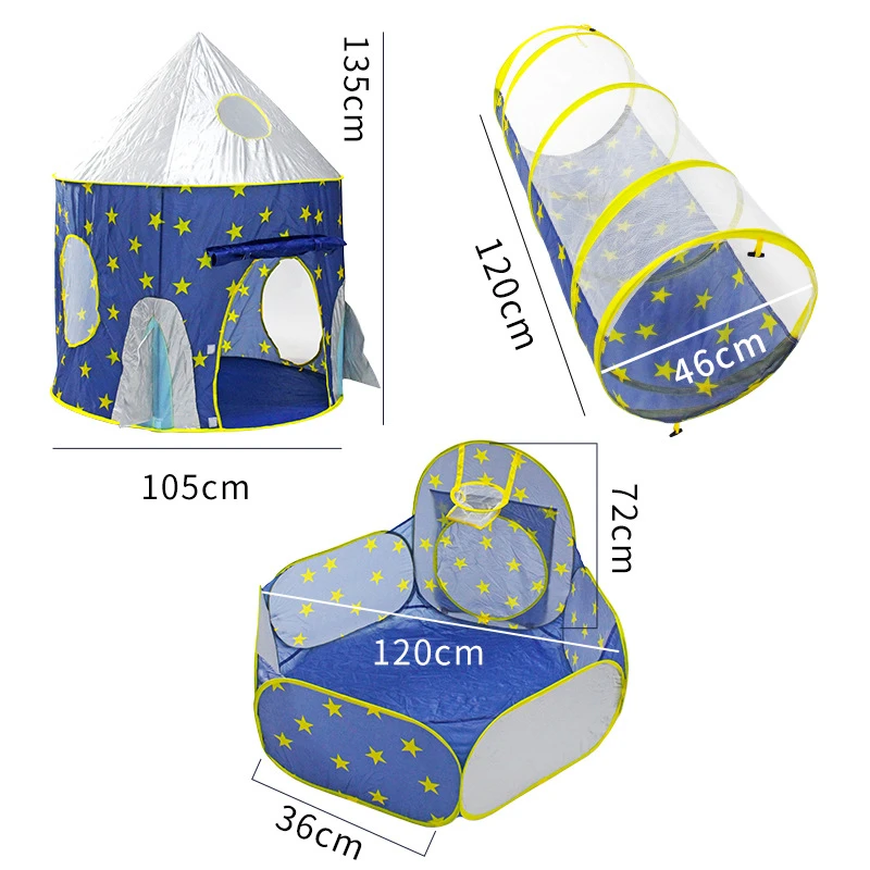 Портативная детская палатка 3 в 1 складной Детский космический корабль для детей